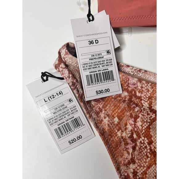 Women's Two Piece Shirred Bralette Top Size 36D - High Leg Bikini Bottom Size L - Picture 5 of 5